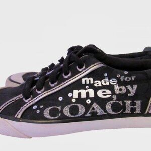 COACH Barrett Black Canvas 'Made for Me' Sneakers with Silver Accents Size 6.5B